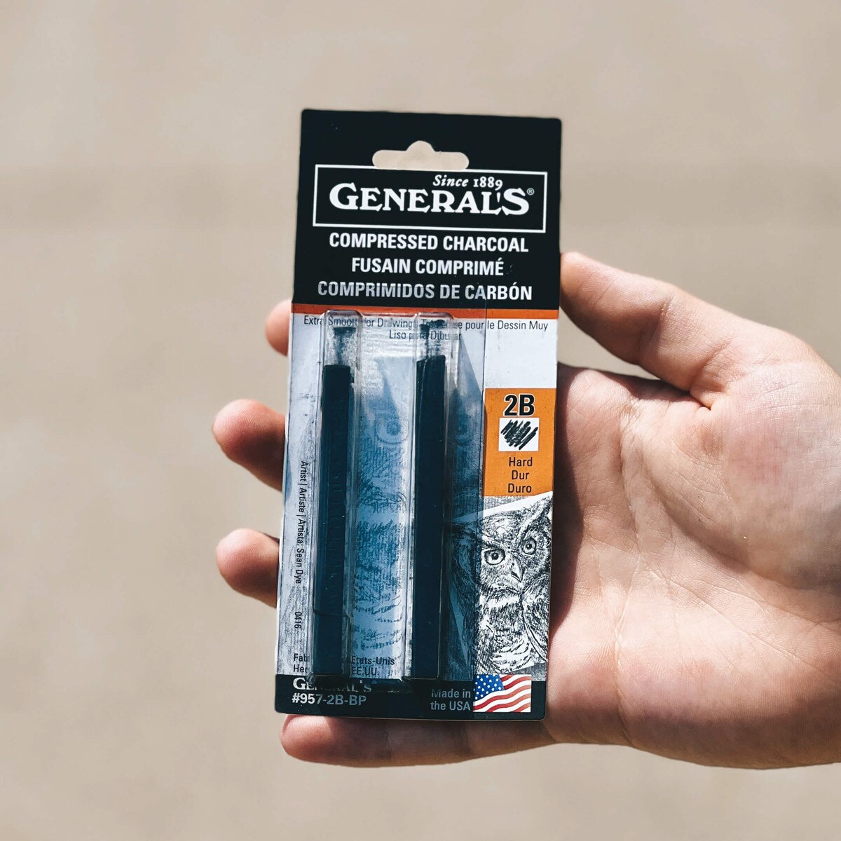 General's Compressed Charcoal 2B 2 Sticks